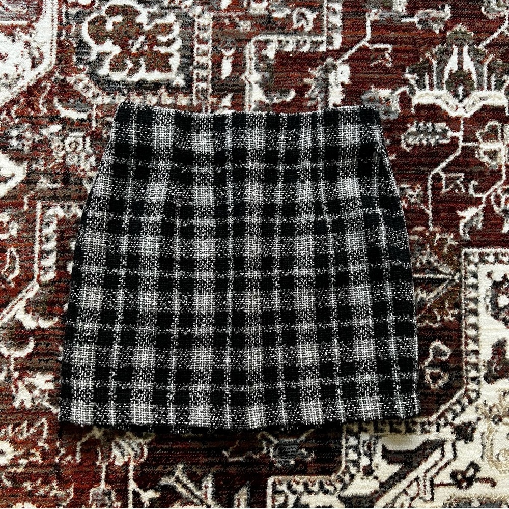 Zara Black and White Plaid Mini Skirt
